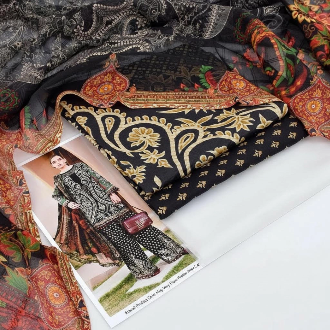 3 Pcs Women's Unstitched Printed Suit