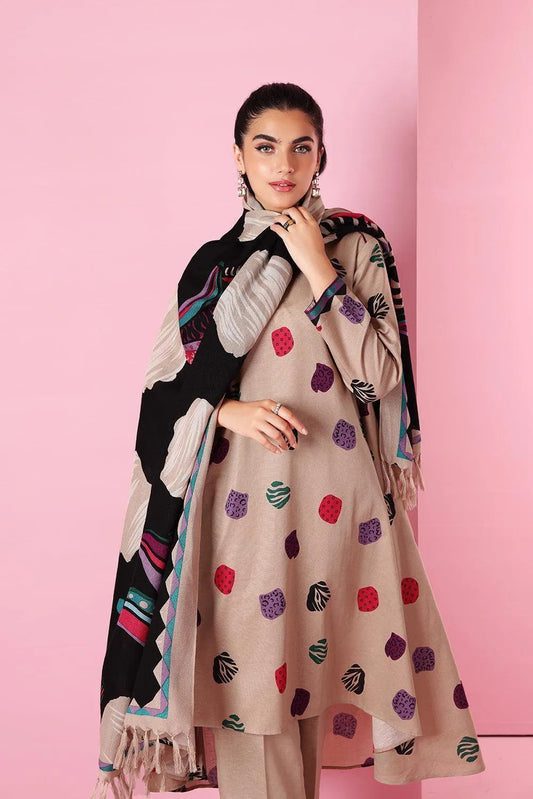 3 Pcs Women's Unstitched Printed Suit