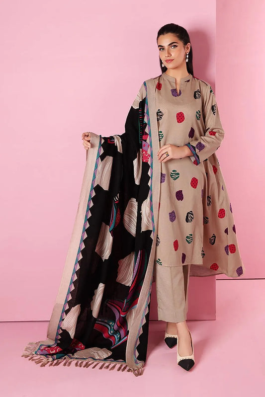 3 Pcs Women's Unstitched Printed Suit