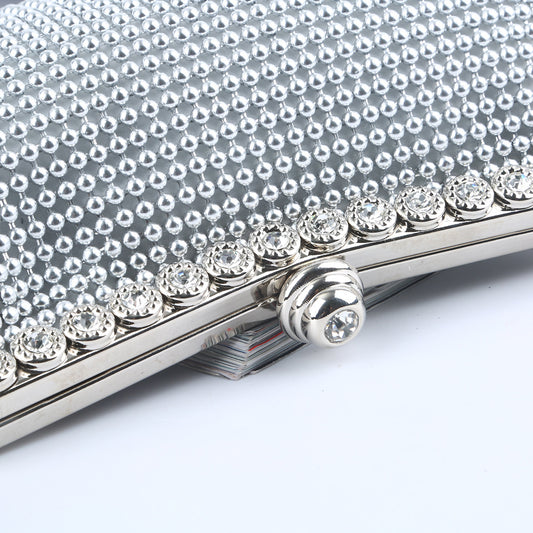 Silver Rhinestone Clutch Bag for Women Evening Party